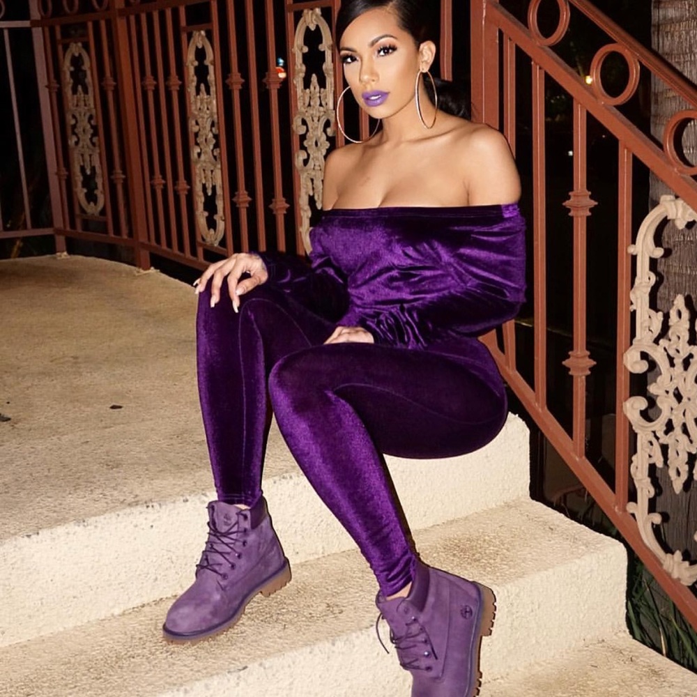 Velvet High-waist two piece velvet set